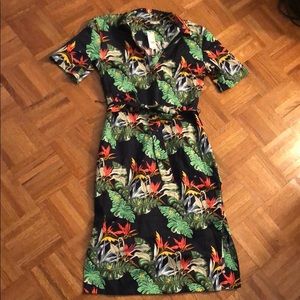 Brooks Brothers Jungle Print Shirt Dress w Pockets
